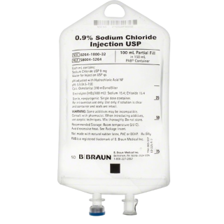 B Braun # S8004-5264 - Sodium Chloride 0.9% IV Solution Preservative Free 100 mL Fill in 150 mL Container, EACH