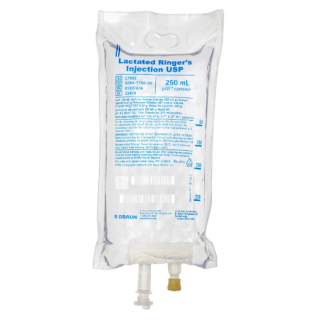 B Braun # L7502 - Lactated Ringer's IV Solution, 250mL for Fluid and Electrolyte Replenishment, 24/CS