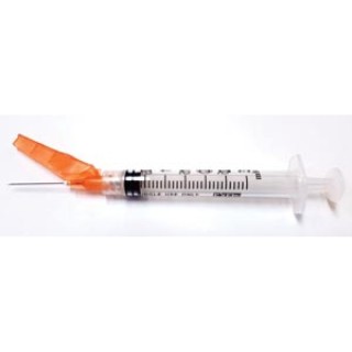 Exel International # 27111 - Safety Syringe (3 mL) w/ Safety Needle (25G x 1