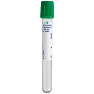 BD  # 366667 - Vacutainer Green Top Lithium Heparin Blood Collection Tube 3 mL, 100/PK, 10 PK/CS
