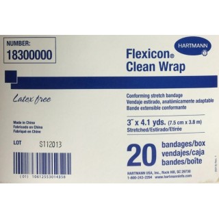 Hartmann # 18300000 - Flexicon Clean Wrap Bandage, 3???4.1?yds, Non-Sterile, Individually Wrapped, 20/Box, 5?Boxes/Case