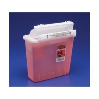 Cardinal Health # 8507SA - SharpStar Sharps Container  5 Quart, Transparent Red, Horizontal Entry with Locking Lid for In-Room Use,  RED, 20 EA/CS