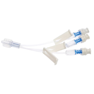 BD  # 20019E - Pressure Rated Smallbore Bifuse Extension Set with 2 SmartSite Needle-Free Connectors, 9.5 Inch Length, 0.4 mL Priming Volume