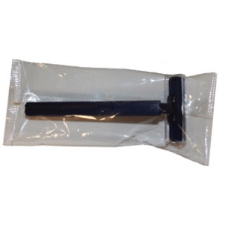 New World Imports # RAZ2B - Twin Blade Razor, Stainless Steel, Clear Removable Safety Cap, One-Piece Navy Handle, Individually Wrapped in Polybag, 100/bx, 5 bx/cs