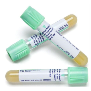 BD  # 367964 - Vacutainer Blood Collection Tube 8.0 mL 16 x 100 mm Green Gray Stopper Gel Lithium Heparin 115 Units, 100/BX