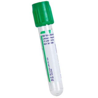 BD  # 366664 - Plastic Blood Collection Tube, Hemogard Closure, 13mm x 75mm, 2.0mL, Green Top, Lithium Heparin (Bxray Coated), Paper Label, 100/BX, 10 BX/CS (Minimum Expiry Lead is 90 days) (Temp Sensitive; Non-Returnable) (Continental US Only)