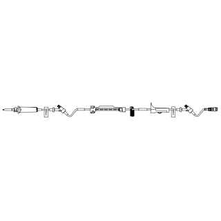 B Braun # 363421 - IV Set, Universal Spike, Pressure Limited Check Valve, 2 CARESITE Luer Access Devices, Roller Clamp, Slide Clamp, Backcheck Valve, SPIN-LOCK Connector, Anti-Siphon Valve, 15 Drops/mL, 22mL Priming Volume, 120