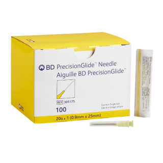BD  # 305175 - PrecisionGlide Needle 20G x 1 Inch Regular Wall Sterile Hypodermic Needle,100/BX