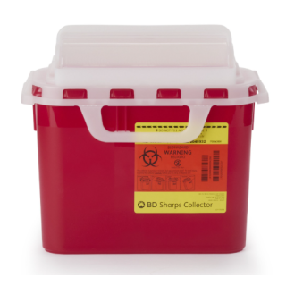 BD  # 305426 - Guardian Sharps Container 5.4 Quart  Horizontal Entry, Red Base for Safe and Space-Efficient Sharps Disposal, 12 EA/CS