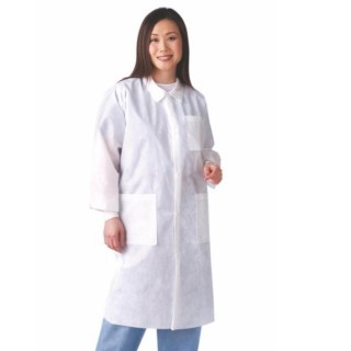 Cardinal Health # C3660WH2XL - Fluid-Resistant Lab Coat  White, Size 2XL, Disposable, Knee-Length, Snap Front, SMS Material, 2XL, 50/CS