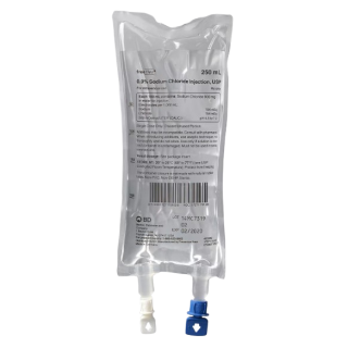 BD  # 1727170105 - IV Fluid, 0.9% Sodium Chloride Injection, USP 250 ml, 30/cs