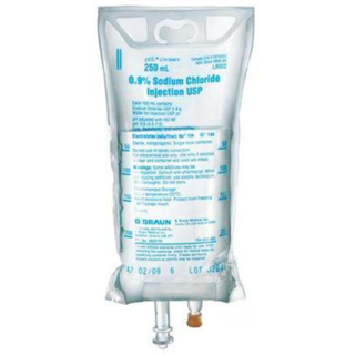 B Braun # L8002 - Sodium Chloride 0.9% Injection Solution, 250mL - Essential Electrolyte and Fluid Replenishment, 24 EA/CA
