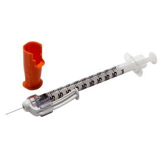 BD  # 328447 - SafetyGlide Insulin Syringe with Needle 0.5 mL 31G x 6 mm 15/64 Inch Sliding Safety Needle, 400/CS (Continental US Only)