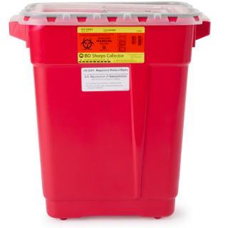 BD  # 305602 - Sharps Collector, 9 Gallon XL, Red, DOT-Approved with Gasket  Extra-Large Medical Sharps Disposal Container, EA, 8 EA/CA