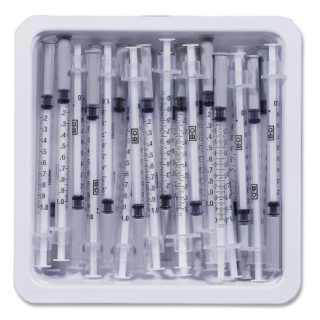 BD  # 305537 - Allergy Tray Syringe 1 mL with 26G x 1/2 Inch Needle Precision Allergy Testing Syringe, 25/PK, 40 PK/CS