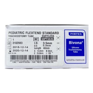 Smiths Medical # 60PFSS35 - Bivona FlexTend Uncuffed Tracheostomy Tube, Pediatric, 3.5 mm