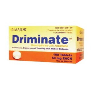 Major Pharm. # 700621 - Driminate, 50mg, 100s, Tablets, Compare to Dramamine®, NDC# 00904-2051-