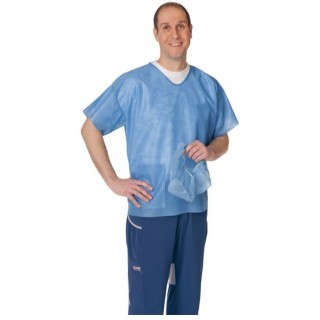 Cardinal Health # 23502T - Disposable Scrub Top  Blue, Medium, 60 EA/CS