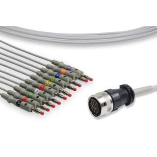Cables & Sensors # K1050-QT-B0 - Mortara > Quinton Compatible Direct-Connect EKG Cable 10 Leads Banana 580 cm Bag of 1
