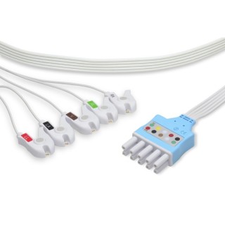 Cables & Sensors # LSL5-90DP0 - Spacelabs Compatible Disposable ECG Leadwire 5 Leads Pinch/Grabber Box of 10