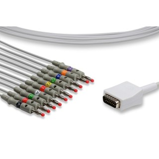 Cables & Sensors # K10-NK1-B0 - Nihon Kohden Compatible Direct-Connect EKG Cable 10 Leads Banana 340 cm Bag of 1 Compatible with Nihon Kohden 5151A