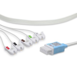 Cables & Sensors # LDT5-90DP0 - Mindray > Datascope Compatible Disposable ECG Leadwire 5 Leads Pinch/Grabber Box of 10