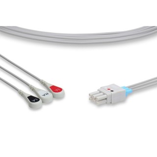 Cables & Sensors # LECA3-90S0 - NEC Compatible ECG Leadwire 3 Leads Snap Bag of 1 Compatible with NEC All