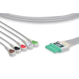 Cables & Sensors # LG5-90S0 - Draeger Compatible ECG Leadwire 5 Leads Snap Bag of 1