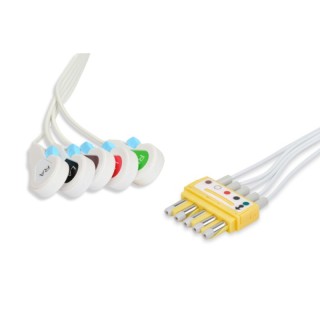 Cables & Sensors # 10044 - Spacelabs Compatible Disposable ECG Leadwire 5 Leads Snap Box of 25
