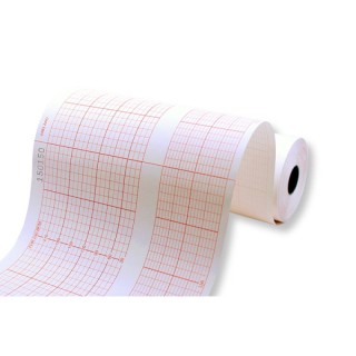 Cables & Sensors # 11955 - GE Healthcare > Corometrics Compatible ECG/EKG Chart Paper - 4483-AAO Size: 140 x 43 Full Red Grid