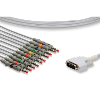 Cables & Sensors # K10-NK2-B0 - Nihon Kohden Compatible Direct-Connect EKG Cable 10 Leads Banana 340 cm Bag of 1 Compatible with Advanced Instrumentations ECG-12C
