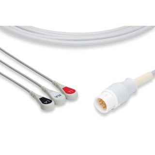 Cables & Sensors # C2385S0 - Philips Compatible Direct-Connect ECG Cable 3 Leads Snap Bag of 1 Compatible with Philips Efficia CM10 (863301)