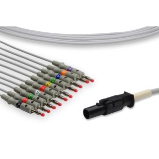 Cables & Sensors # K1050-BK3-B0 - Mortara > Quinton Compatible Direct-Connect EKG Cable 10 Leads Banana 580 cm Bag of 1