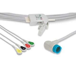 Cables & Sensors # 10032 - Stryker > Medtronic > Physio Control Compatible ECG Trunk Cable 10 (4 Attached, Snap) Leads Bag of 1