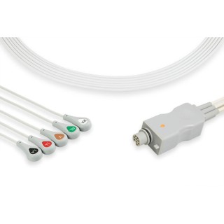 Cables & Sensors # LFD5-90S0 - Fukuda Denshi Compatible ECG Telemetry Leadwire 5 Leads Snap Bag of 1