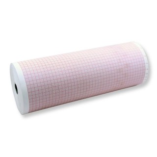 Cables & Sensors # 11979 - Mortara > Burdick Compatible ECG/EKG Chart Paper - 9100-006-01 Size: 216 x 61 Full Red Grid