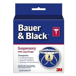 BD  # 201161 - Support Suspensory Scrotal Bauer & Black Medium Cotton White  Comfortable Medical Support Device, 48 EA/CA