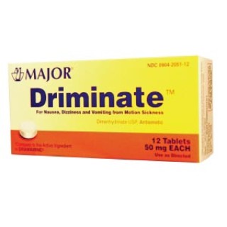 Major Pharm. # 700466 - Driminate, 50mg, 12s, Tablets, Compare to Dramamine®, NDC# 00904-6772-12