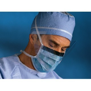 Cardinal Health # AT74635 - Secure-Gard Tie-On Face Mask with Shield, ASTM Level-3, Blue 25/BX