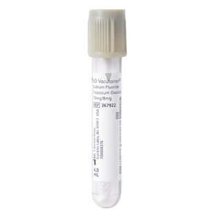 BD  # 367922 - Vacutainer Venous Blood Collection Tube Light Gray Hemogard Closure Plastic 4 mL 100/BX