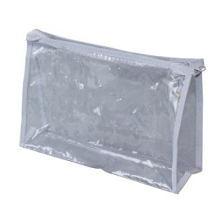 New World Imports # CVP500 - Vinyl Pouch, Clear See-Through with Grey Traim, Zipper Closure, 8