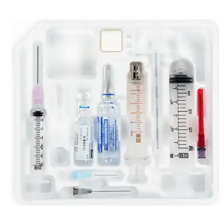 BD  # 406123 - Epidural Tray with 18G x 3.5 Inch Tuohy Weiss Fixed-Wing Needle, 20G x 36 Inch Perisafe Nylon Closed-End Catheter, 5 mL Epilor Glass LOR Syringe, Lidocaine, and Sodium Chloride