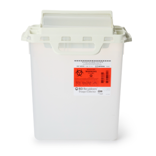 BD  # 305053 - Recykleen Sharps Collector, 3 Gallon, Locking, Pearl, for Patient Room Use, 10/CA