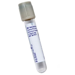 BD  # 367921 - Vacutainer Plastic Blood Collection Tube, 2 mL, 13 x 75 mm, Gray Stopper Potassium Oxalate/Sodium Fluoride Additive, 10BX/CS
