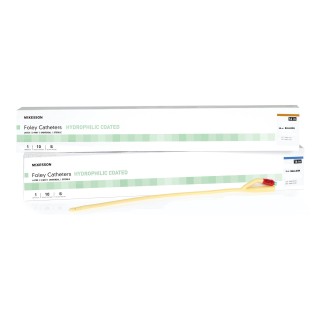 McKesson # 16-LFOL3024C - Foley Catheter McKesson 2-Way Coude Tip 30 cc Balloon 24 Fr. Hydrophilic Polymer Coated Latex, 10/Box