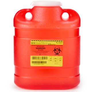 BD  # 305489 - Sharps Collector Red Medium 6.9 Quart with Horizontal Entry for Biohazardous Waste Disposal, 12/CS