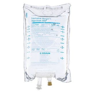 B Braun # L7501 - Lactated Ringers IV Solution, 500mL for Effective Fluid and Electrolyte Replacement, 24/CS