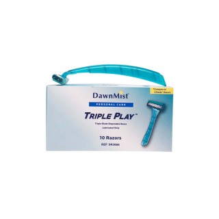 Dukal # DR3886 - Triple Play Razor, Teal Handle, Triple Blade, 10/BX, 50 BX/CS