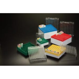 Simport Plastics # T314-481Y - Storage Box, 3-4mL, 81 Places, Yellow, 3/pk, 4 pk/