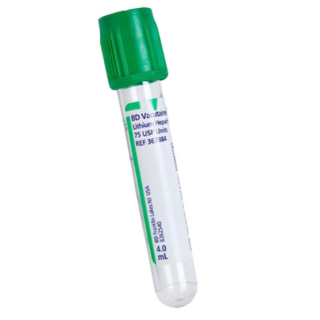 BD  # 367671 - Vacutainer Tube with Sodium Heparin, Green Top, 2mL  Reliable Plasma Separator for Clinical Chemistry and Immunology Testing, 1000/CS
